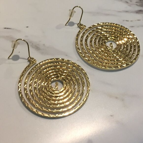 Golden Spiral Earrings - Picture 1 of 4